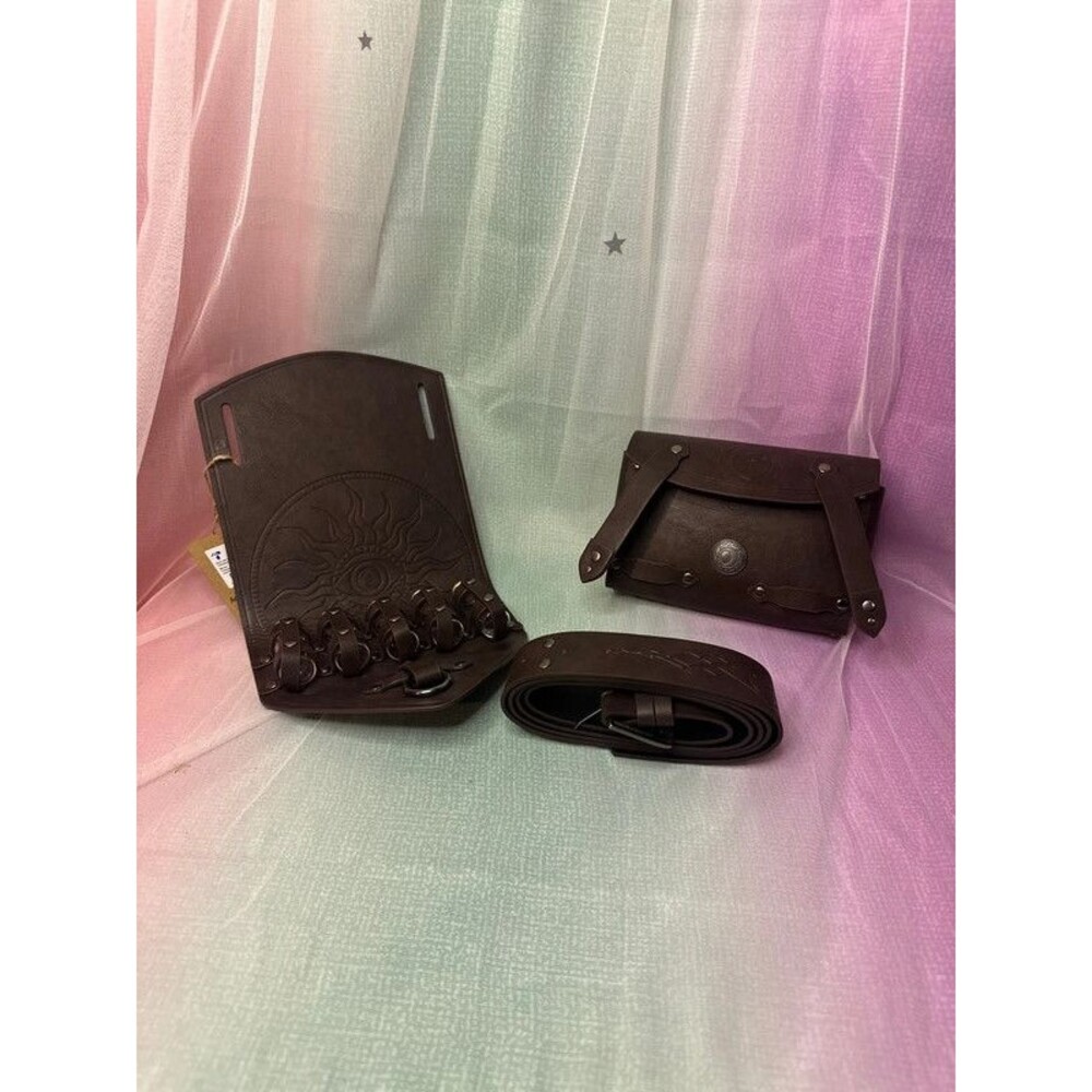 Medieval Alchemy Mysterious Embossed Pattern Belt Bag Potions Set